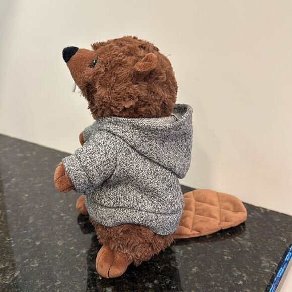 Roots Canada Beaver Stuffie Wearing Gray Hoodie 9" Plush Toy  Stuffed An… - Picture 3 of 7